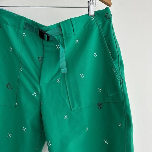 Nike Golf Shorts Mens 34 Green Novelty Flex Charm Slim Fit Dri Fit Belted AOP - Picture 2 of 9